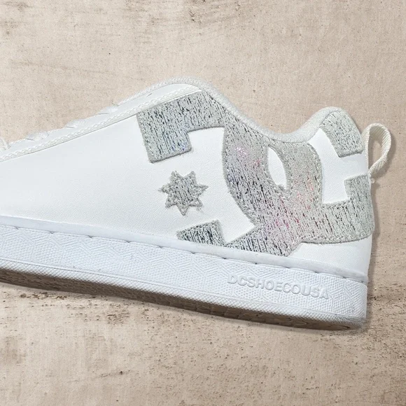 DC Women's White and Silver Sneakers - Picture 3 of 5